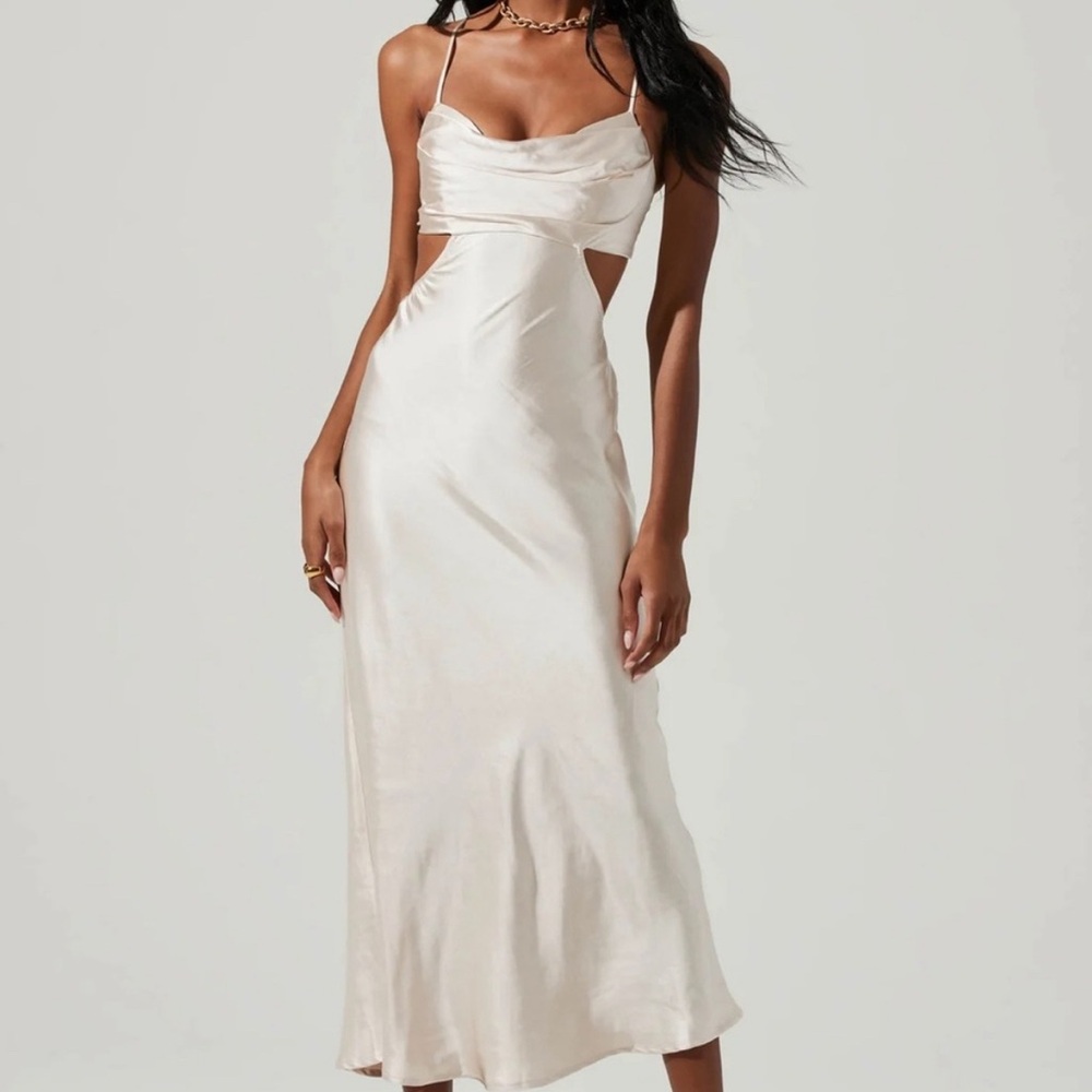 ASTR the Label Colette Satin Cutout Midi Dress